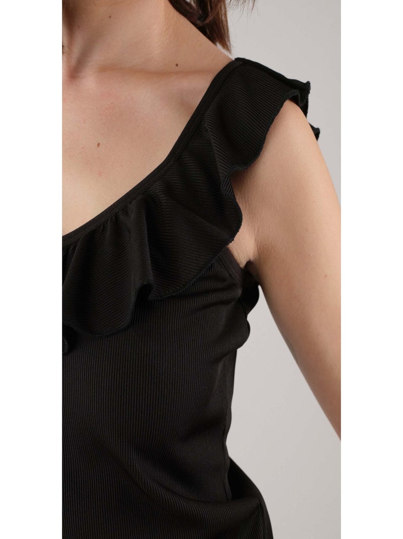 Débardeur  en maille cotelée 'Deeluxe' Noir - Kiabi