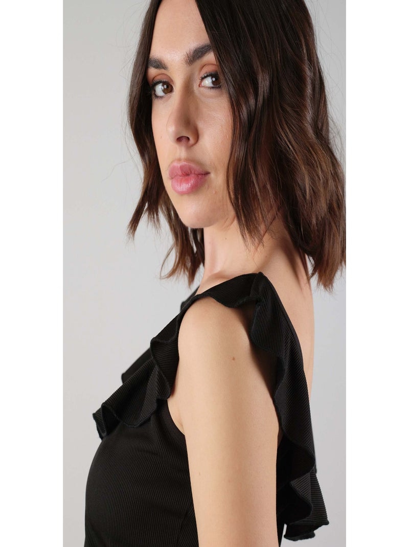 Débardeur  en maille cotelée 'Deeluxe' Noir - Kiabi