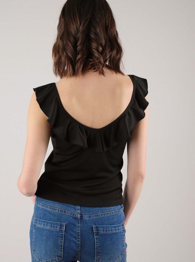 Débardeur  en maille cotelée 'Deeluxe' Noir - Kiabi