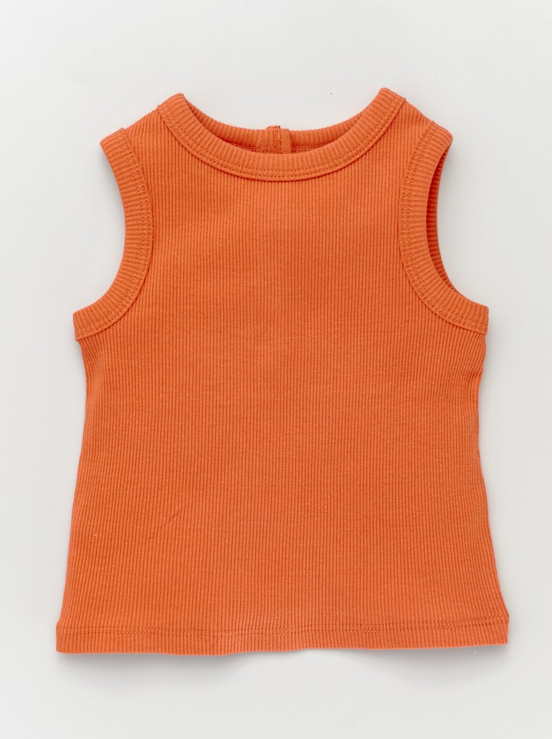 Débardeur en maille côtelée orange paprika - Kiabi