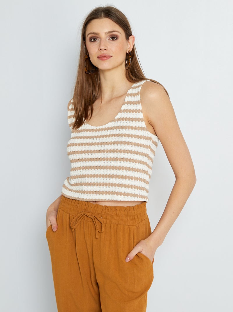 Débardeur en maille crochet Beige - Kiabi