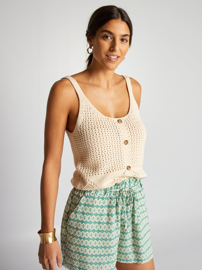 Débardeur en maille crochet Beige - Kiabi