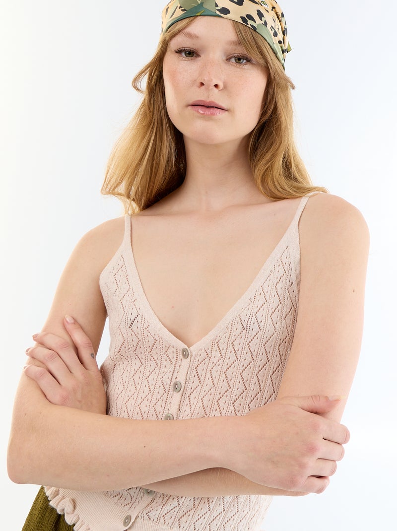 Débardeur en maille crochet Beige - Kiabi