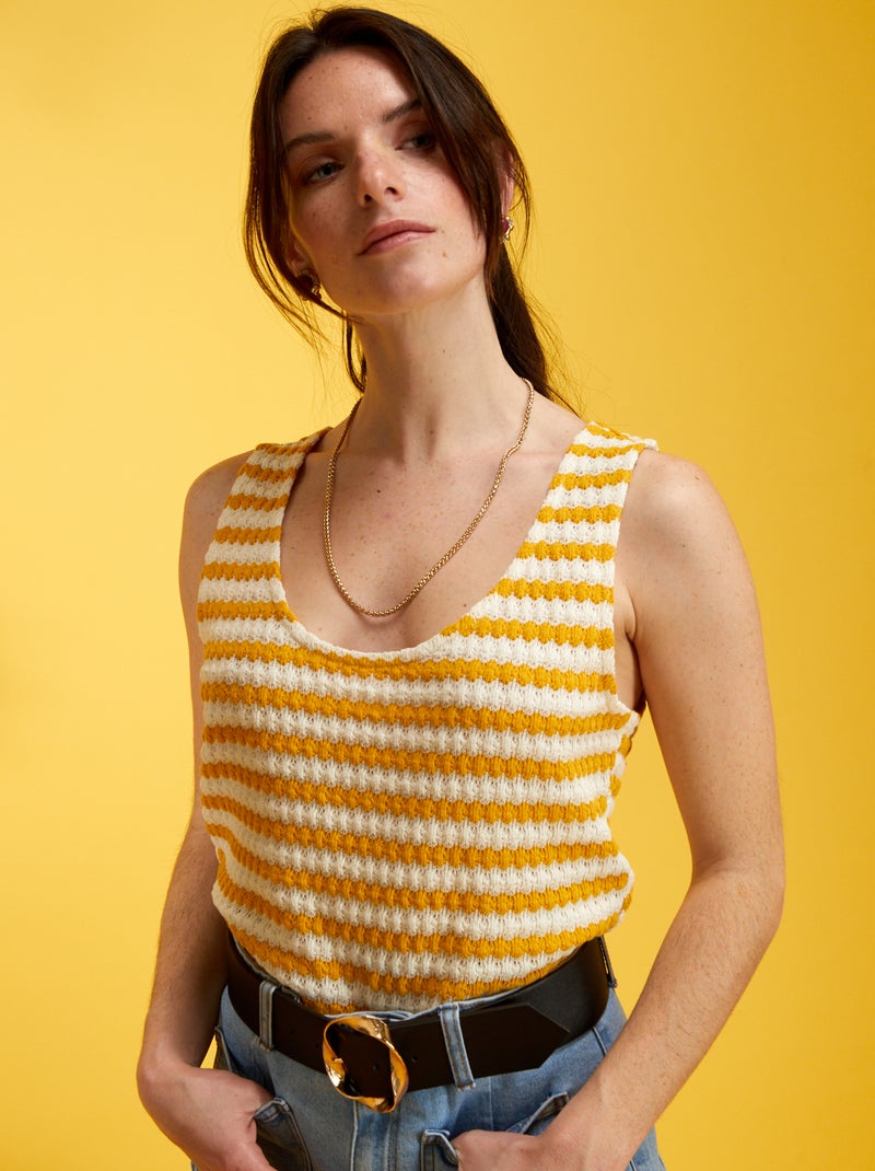 Débardeur en maille crochet Jaune - Kiabi