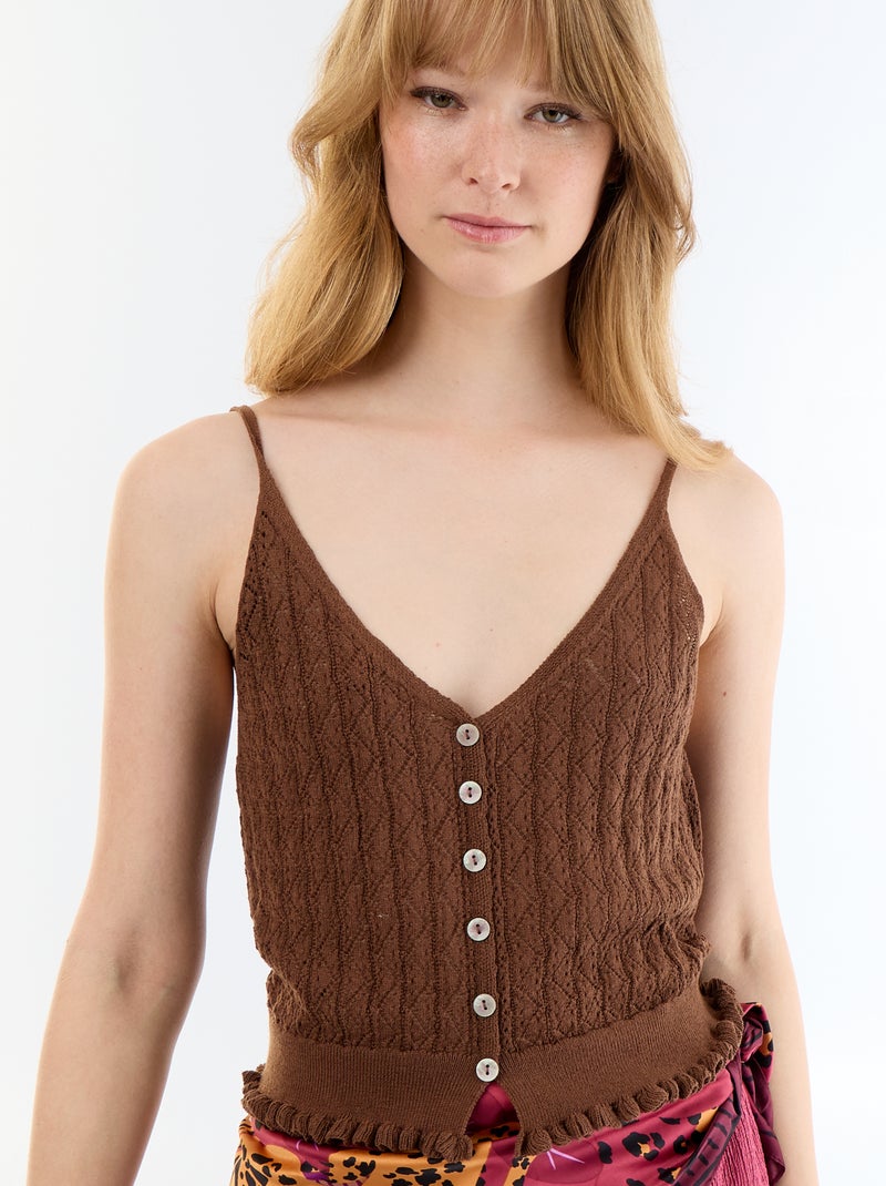 Débardeur en maille crochet Marron - Kiabi