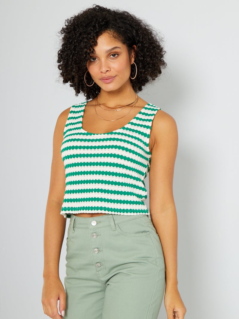Débardeur en maille crochet Vert - Kiabi
