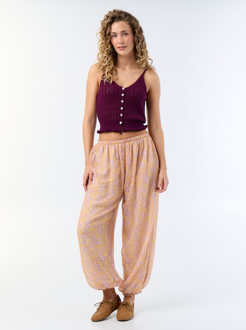 Débardeur en maille crochet Violet - Kiabi