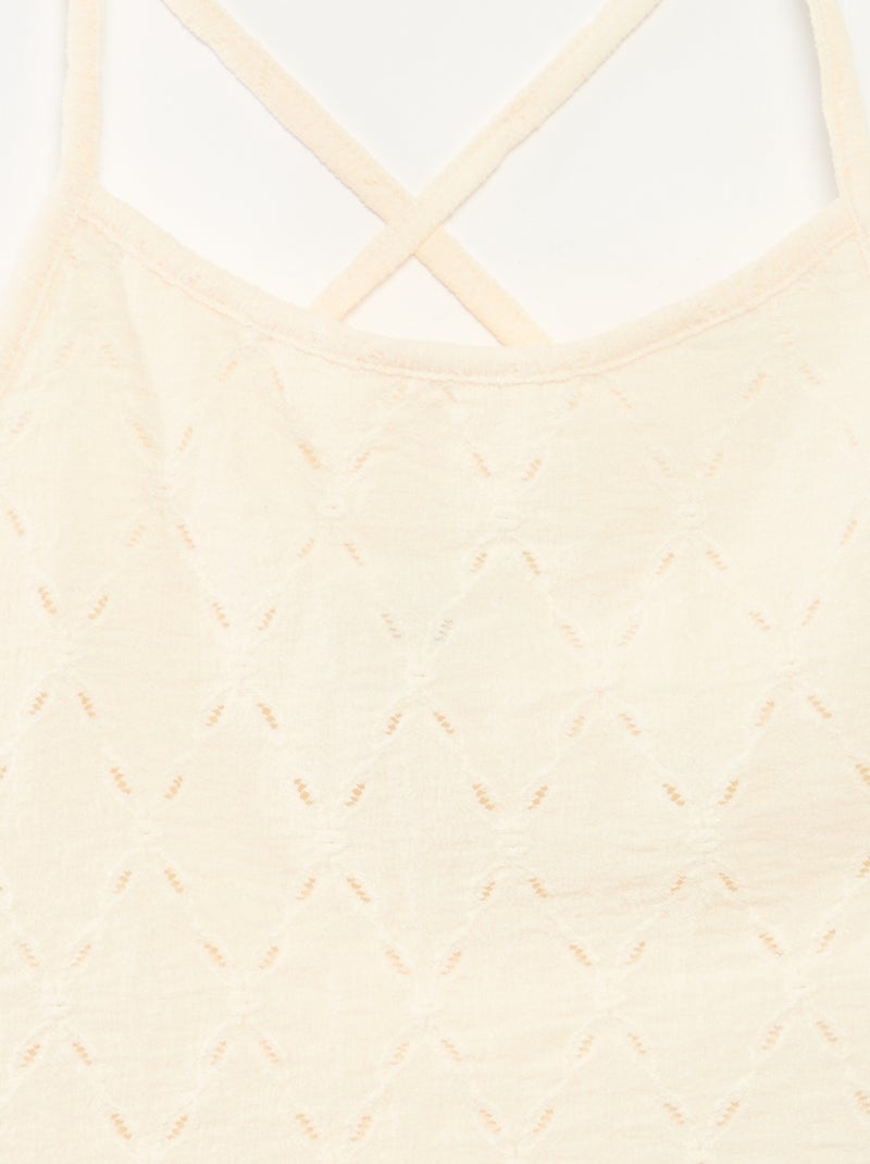 Débardeur en maille fantaisie avec fines bretelles Blanc - Kiabi