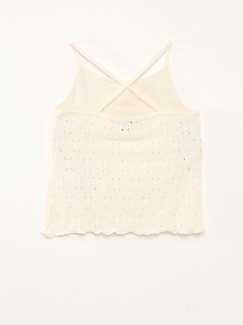 Débardeur en maille fantaisie avec fines bretelles Blanc - Kiabi