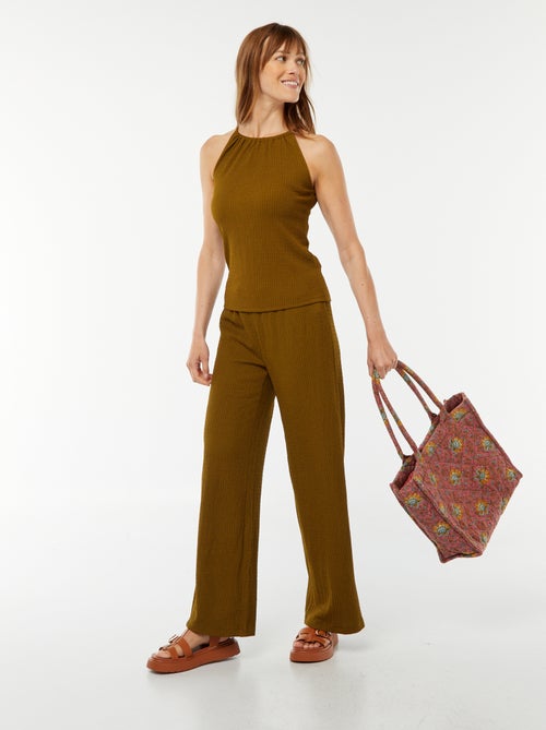 Débardeur en maille gaufrée avec bretelles ajustables - Kiabi