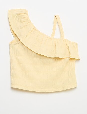Débardeur en maille gaufrée avec col asymétrique