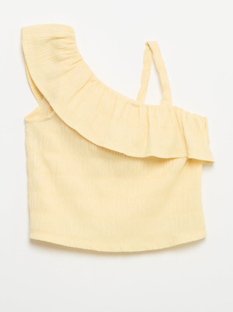Débardeur en maille gaufrée avec col asymétrique Jaune - Kiabi