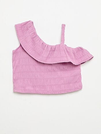 Débardeur en maille gaufrée avec col asymétrique