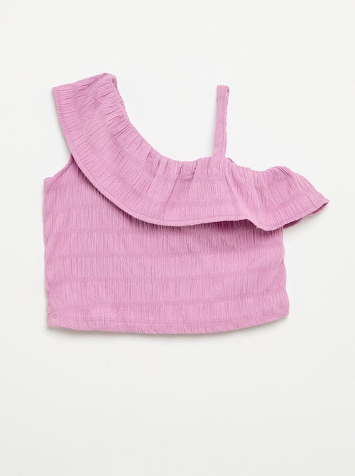 Débardeur en maille gaufrée avec col asymétrique - Kiabi