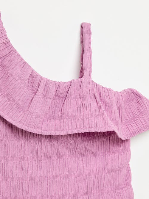Débardeur en maille gaufrée avec col asymétrique - Kiabi