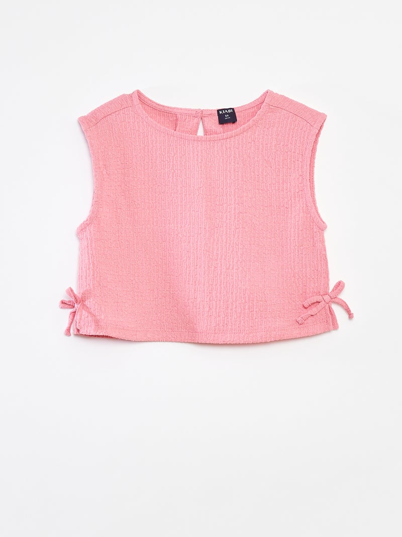 Débardeur en maille gaufrée avec motifs Rose - Kiabi