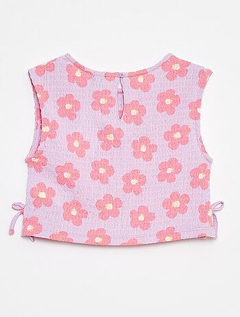 Débardeur en maille gaufrée avec motifs