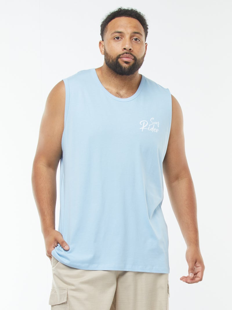 Débardeur en maille jersey avec imprimé recto/verso BLEU - Kiabi