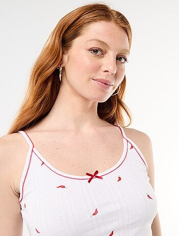 Débardeur en maille pointelle motif 'piment'