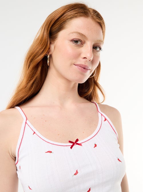 Débardeur en maille pointelle motif 'piment' - Kiabi