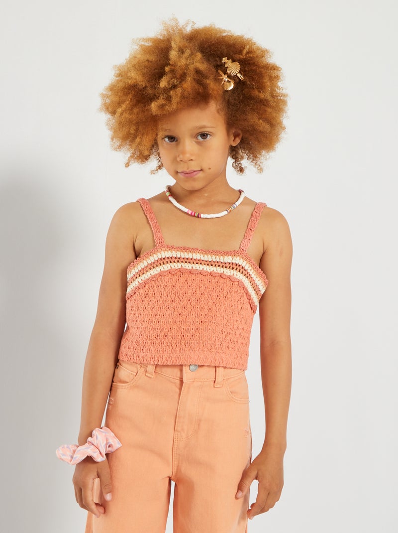 Débardeur en maille relief ORANGE - Kiabi