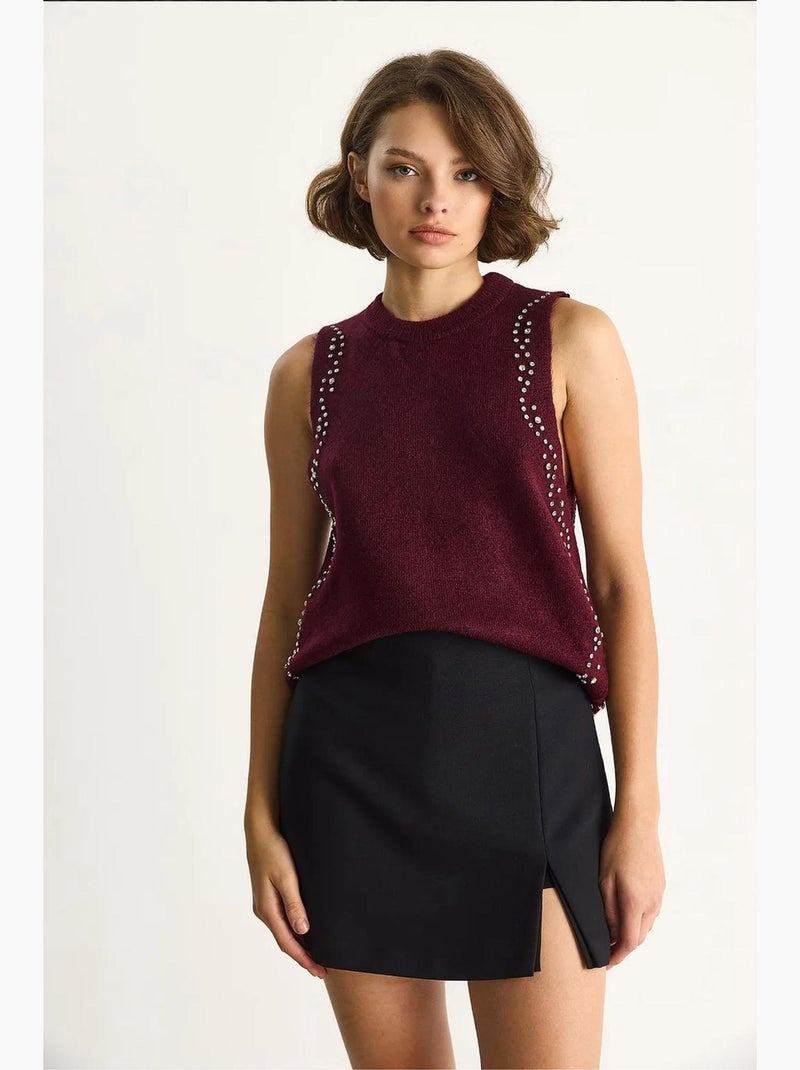 Débardeur en maille texturée col rond lucci Rouge bordeaux - Kiabi
