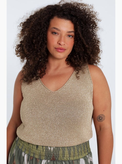 Débardeur en maille uni avec lurex PAPRIKA - Kiabi