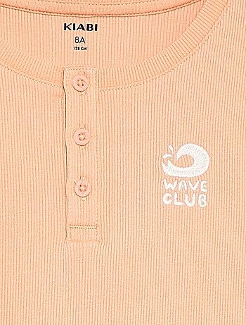 Débardeur en matière côtelée avec col boutonnée