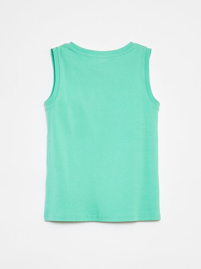 Débardeur en matière côtelée avec col boutonnée VERT - Kiabi