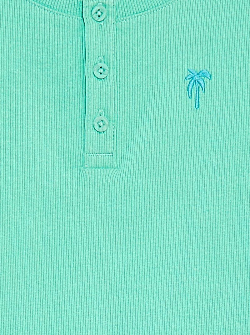 Débardeur en matière côtelée avec col boutonnée VERT - Kiabi