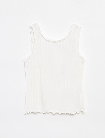 Débardeur en matière côtelée et dentelle