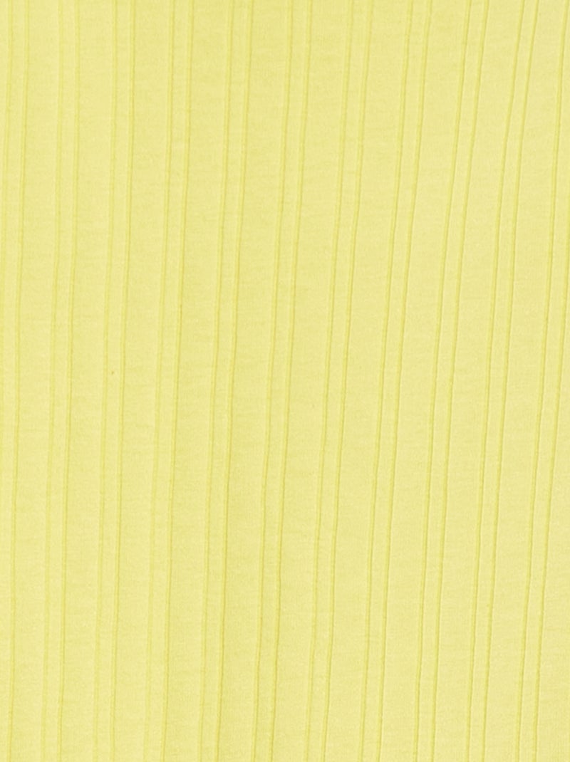 Débardeur en matière côtelée et dentelle Jaune - Kiabi