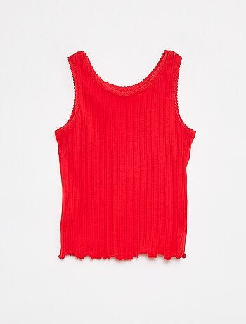 Débardeur en matière côtelée et dentelle