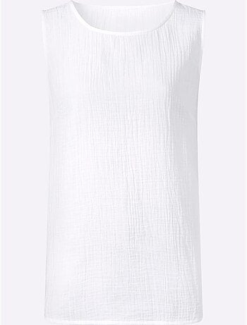 Débardeur en mousseline à encolure ronde et fentes latérales - Taille standard - Moda Vilona