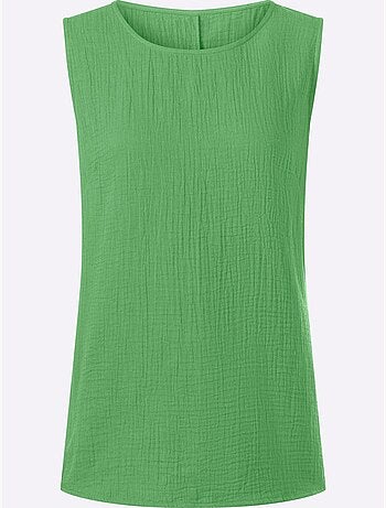 Débardeur en mousseline à encolure ronde et fentes latérales - taille standard - moda vilona