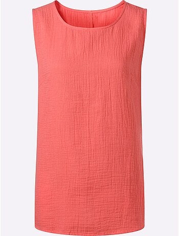 Débardeur en mousseline à encolure ronde et fentes latérales - Taille standard - Moda Vilona