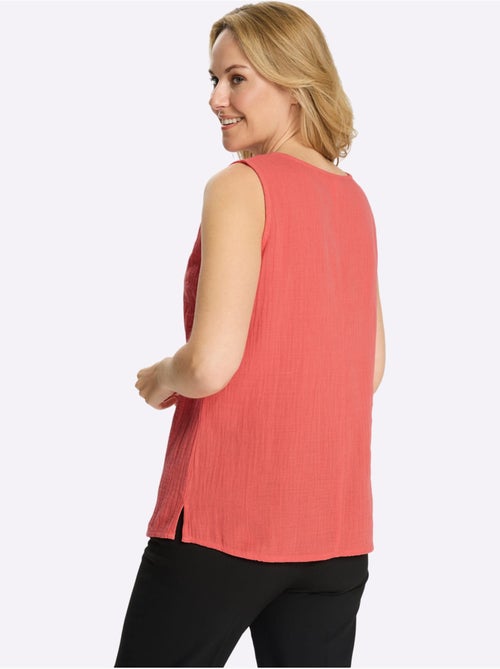 Débardeur en mousseline avec encolure ronde et fentes latérales - Taille standard - Moda Vilona - Kiabi Débardeur en mousseline avec encolure ronde et fentes latérales - Taille standard - Moda Vilona - Kiabi