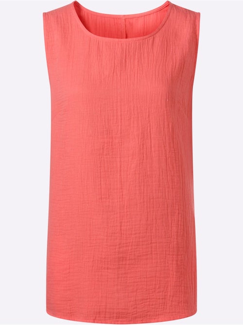 Débardeur en mousseline avec encolure ronde et fentes latérales - Taille standard - Moda Vilona - Kiabi Débardeur en mousseline avec encolure ronde et fentes latérales - Taille standard - Moda Vilona - Kiabi
