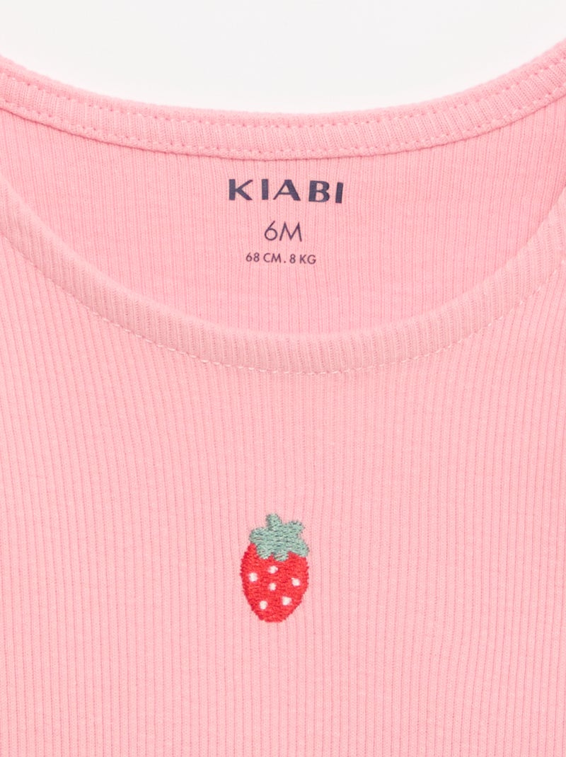 Débardeur en rib avec base ondulée Rose - Kiabi