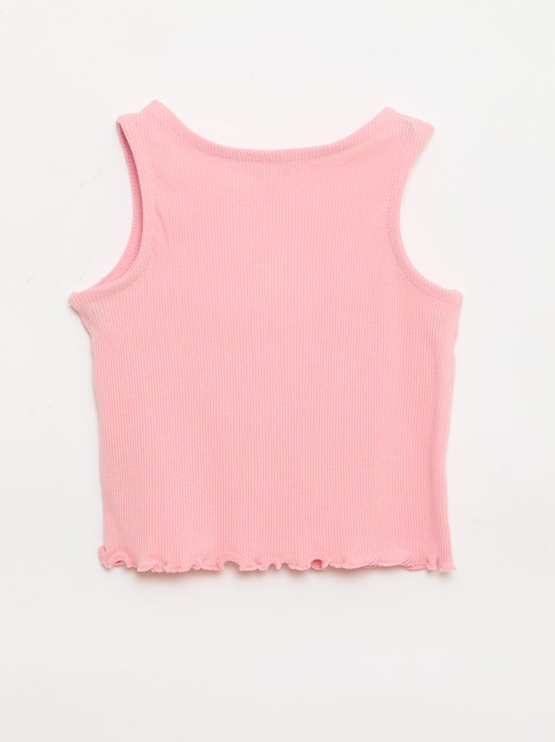Débardeur en rib avec base ondulée Rose - Kiabi