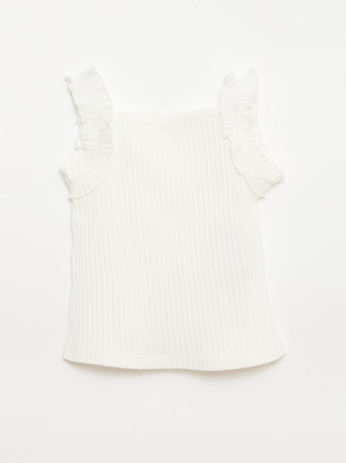 Débardeur en rib pointelle avec bretelles volantées - Kiabi