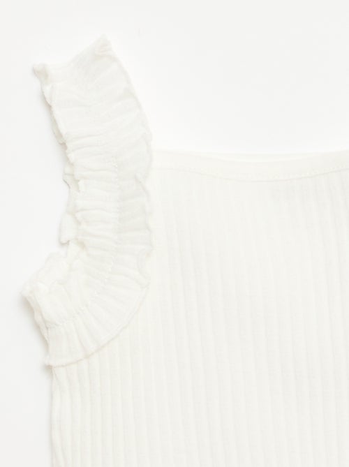 Débardeur en rib pointelle avec bretelles volantées - Kiabi