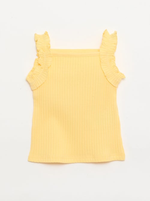 Débardeur en rib pointelle avec bretelles volantées - Kiabi