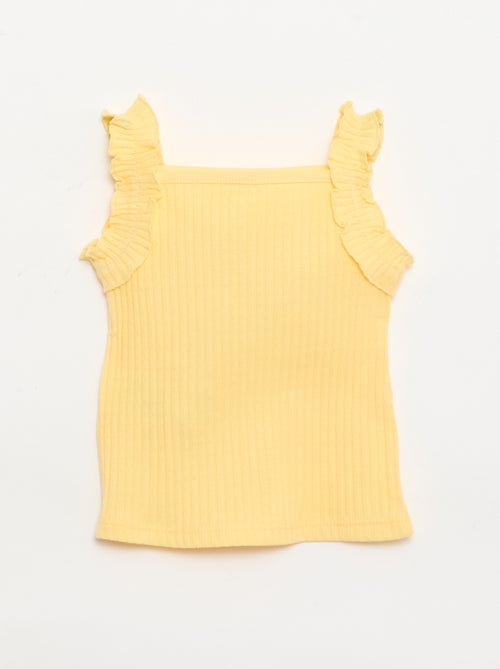 Débardeur en rib pointelle avec bretelles volantées - Kiabi