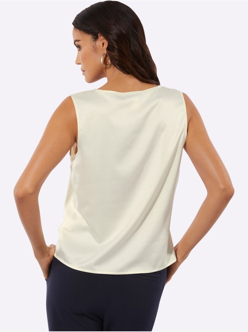 Débardeur En Satin élégant - Taille Standard - Helline Ivoire - Kiabi