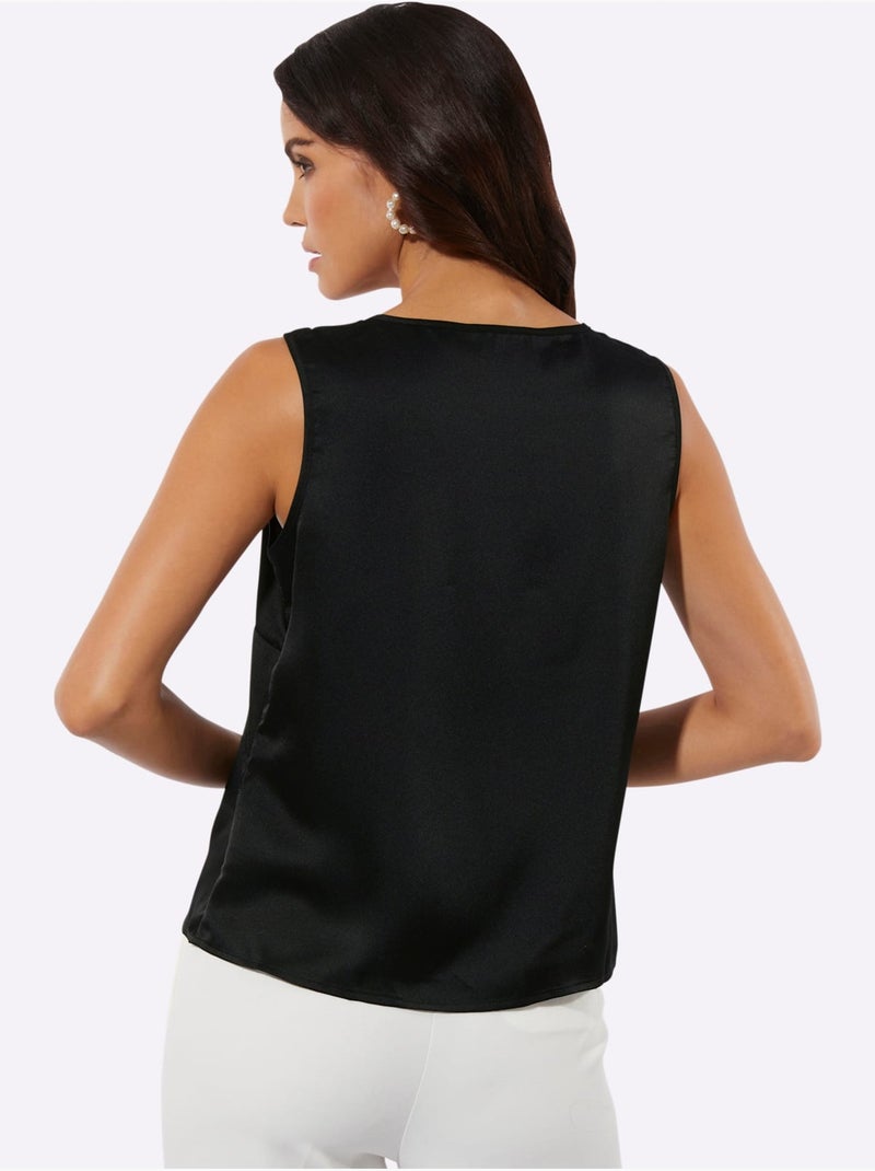 Débardeur En Satin élégant - Taille Standard - Helline Noir - Kiabi