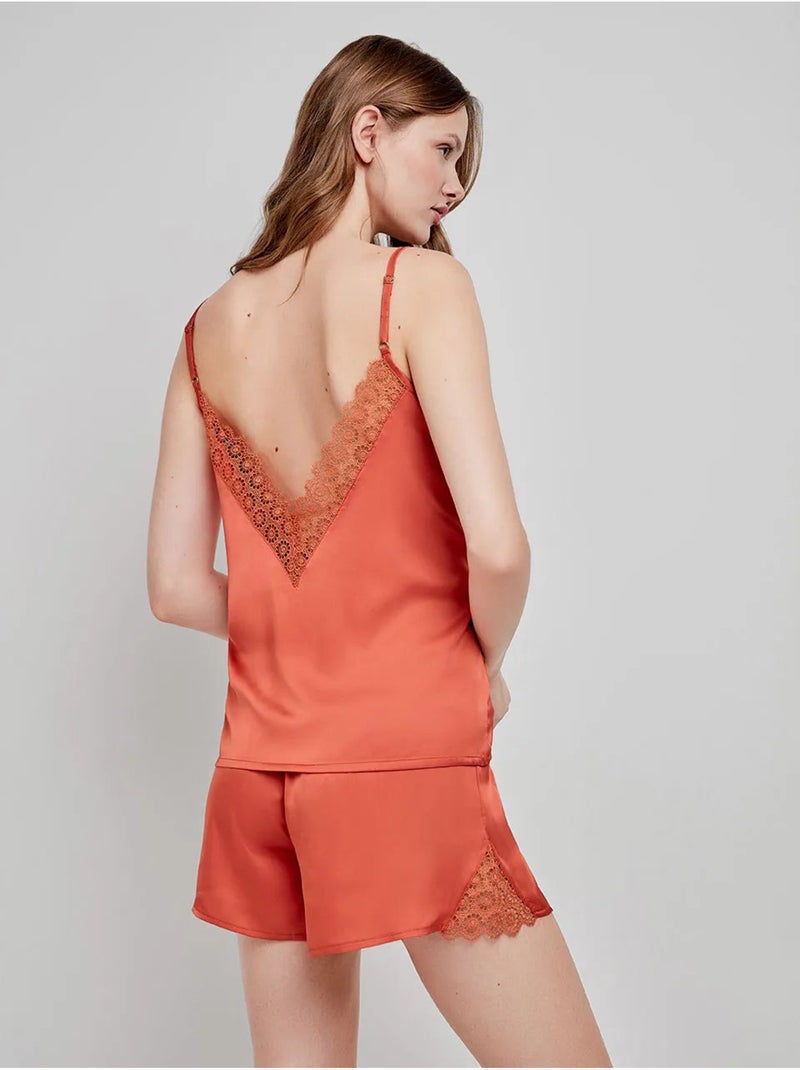 Débardeur en tissu satiné Terracotta - Kiabi