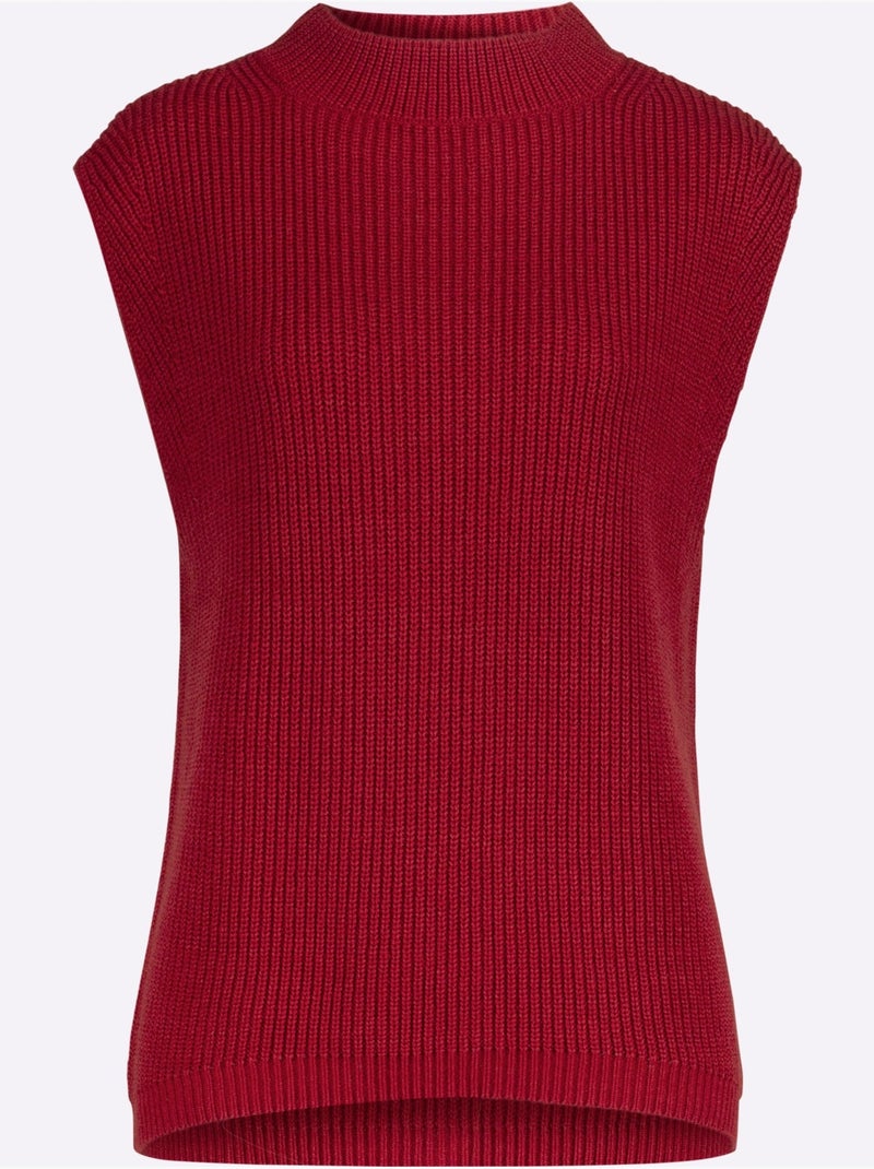 Débardeur En Tricot 30% Laine Vierge (mérinos) - Taille Standard - Witt Rouge - Kiabi