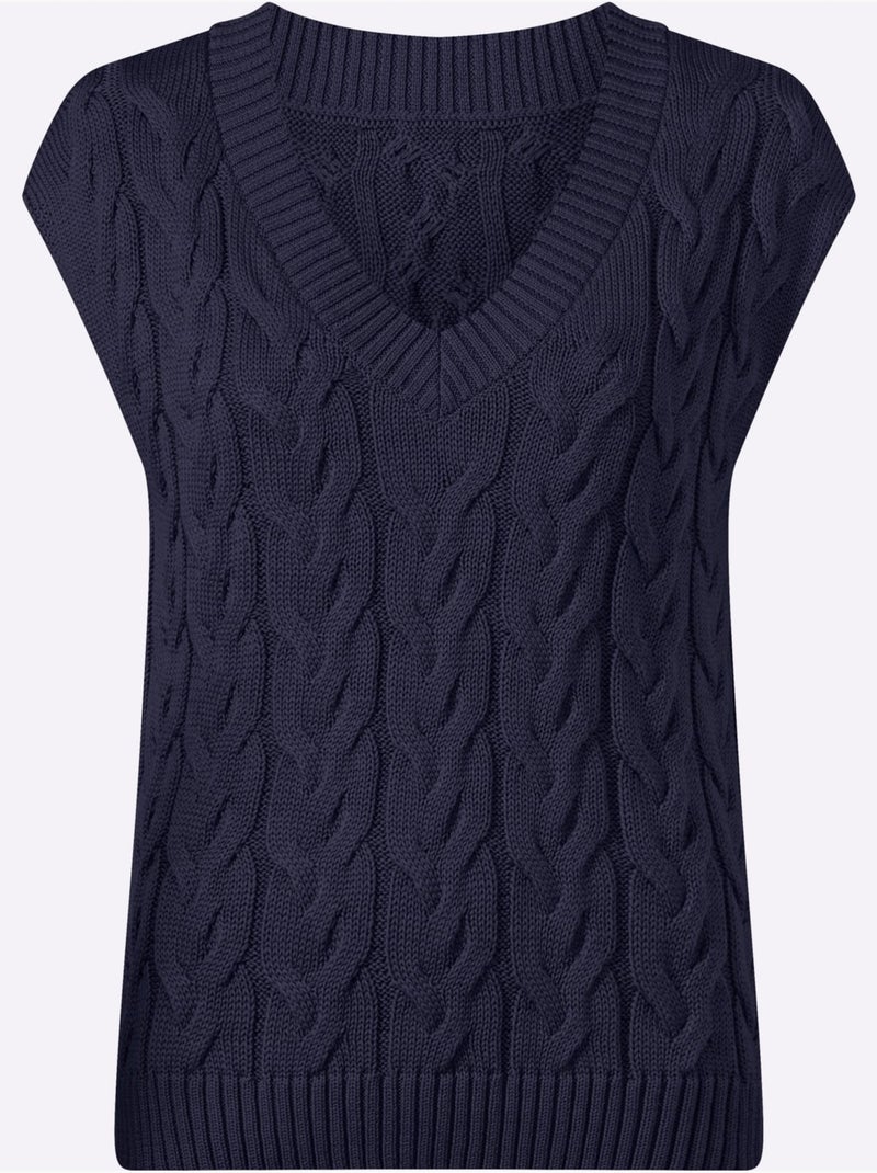 Débardeur En Tricot 50% Coton - Taille Standard - Witt Bleu marine - Kiabi