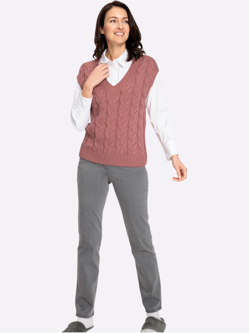 Débardeur En Tricot 50% Coton - Taille Standard - Witt Bois de rose - Kiabi